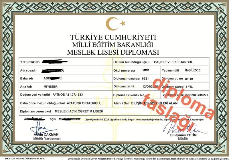 Diploma örneği 1